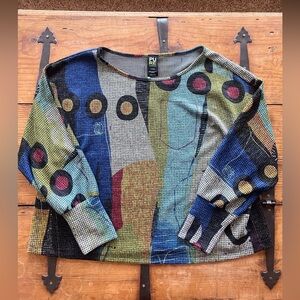 Pure Essence Multicolor Waffle-Knit Long Sleeve Tee